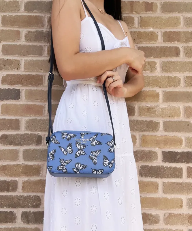 Kate Spade Staci Butterfly Mini CameraBag ZipCrossbody SkyBlue Multi sold by Gaby's Bags