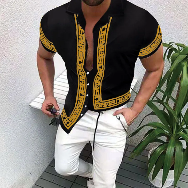 Clearance-Casual printed short sleeve shirt-XL sold by Shopnova