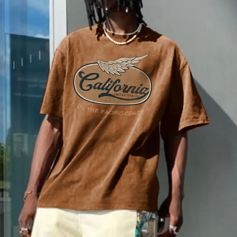 Clearance-Street Trend Casual Loose Vintage Letter Graphic Print Crew Neck T-Shirt-L sold by Shopnova