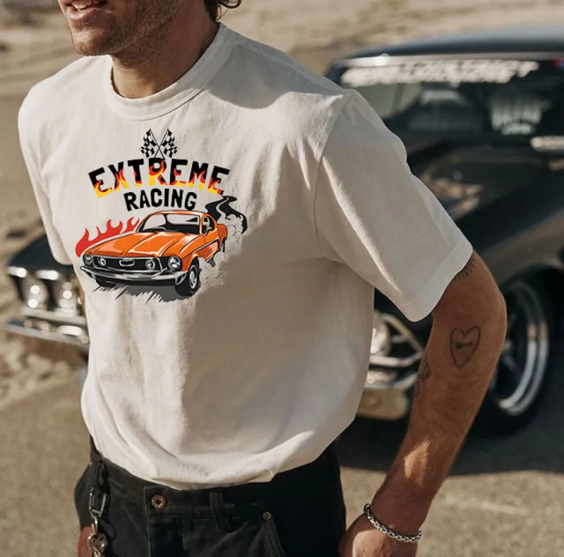 Racing Graphic Print Men's Cotton T-shirt sold by Shopnova