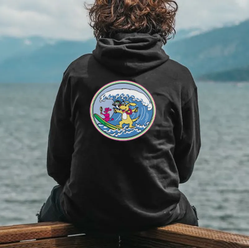 Dog Surfing Graphic Print Men's Fleeced Hoodie sold by Shopnova
