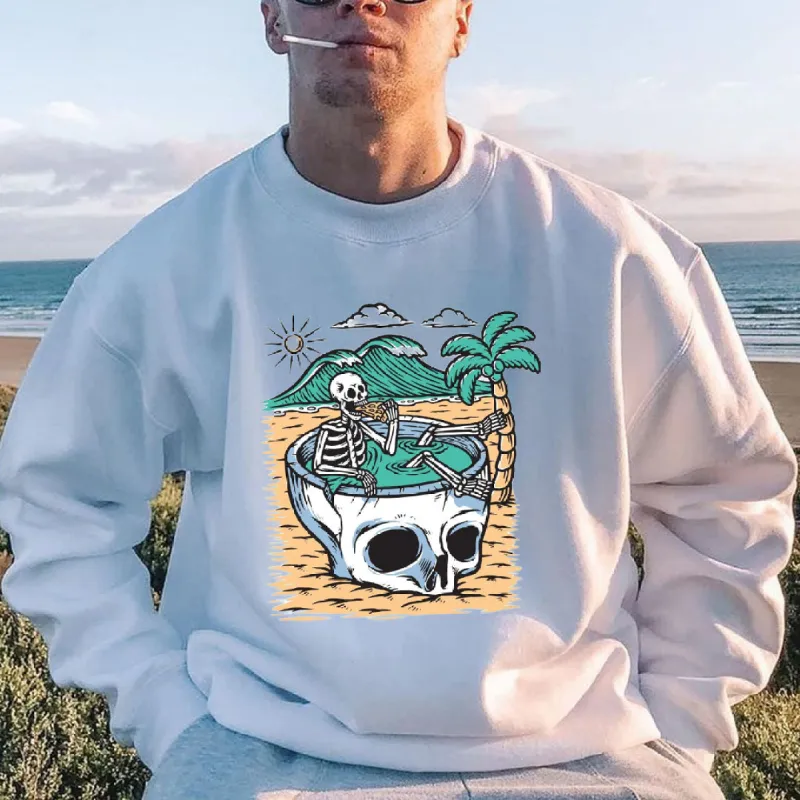 Skull on Vacation Men's Sweatshirt sold by Shopnova