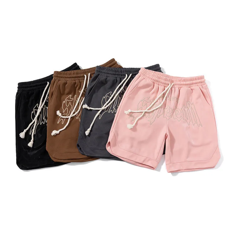 Men's High Street Embroidered Drawstring Casual Shorts sold by Shopnova