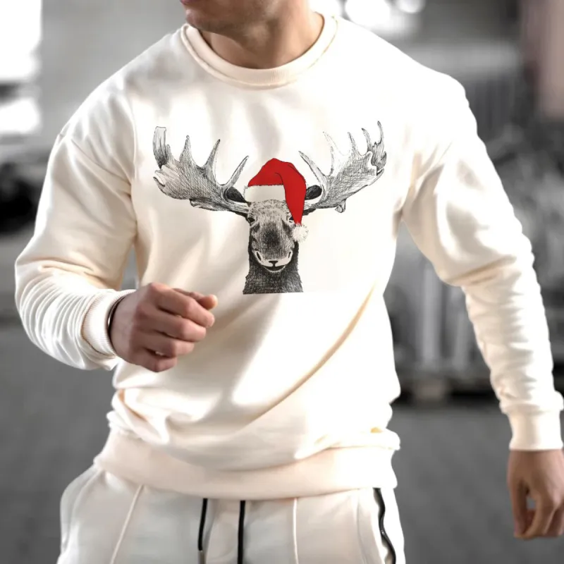 X' mas Elk Men's Crew Neck Sweatshirts sold by Shopnova