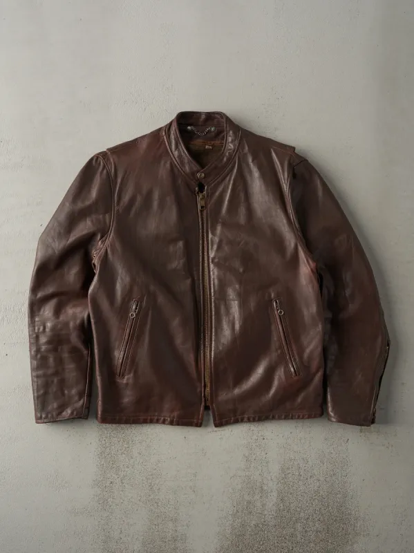 Vintage 80s Brown Leather Biker Style Jacket (M/L) sold by Rebalance Vintage