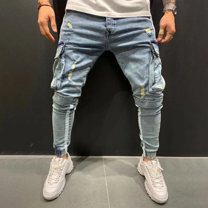 Wool Ripped Patch Denim Pants sold by Shopnova