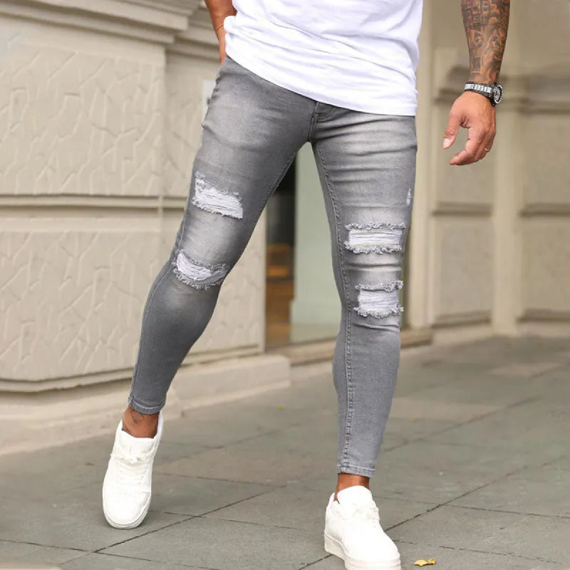 Wool Ripped Patch Denim Pants sold by Shopnova
