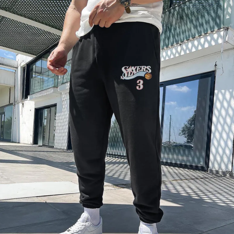 Sixers Men's Sports Casual Elastic Waistband Fleece Sweatpants sold by Shopnova