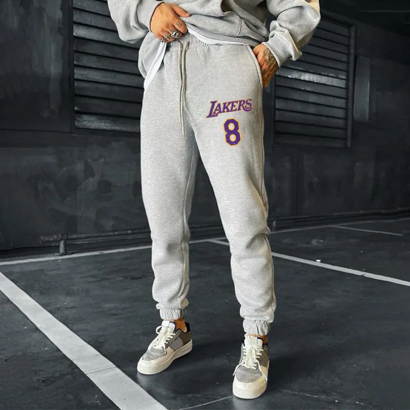 Lakers Men's Streetwear Elastic Waistband Fleece Sweatpants sold by Shopnova