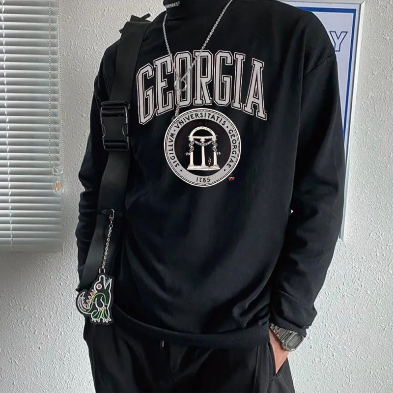 Georgia Print Men's Casual Long Sleeve T-Shirts-B sold by Shopnova