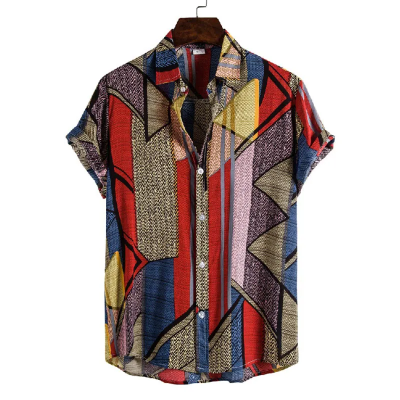 Cotton And Linen Printed Pocket Button-down Shirt sold by Shopnova