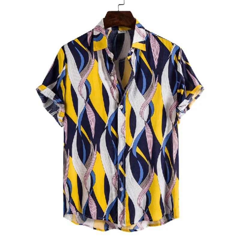 Cotton And Linen Printed Pocket Button-down Shirt sold by Shopnova