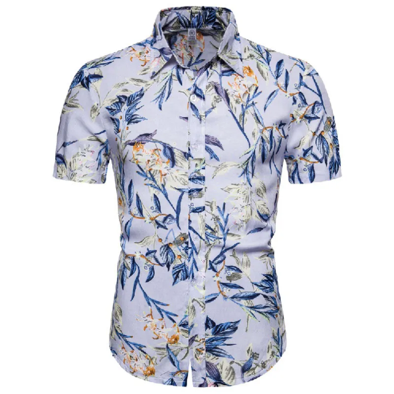 Cotton And Linen Printed Pocket Button-down Shirt sold by Shopnova