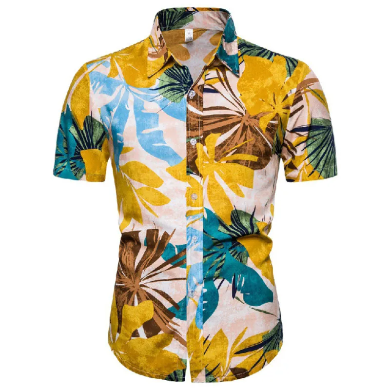 Cotton And Linen Printed Pocket Button-down Shirt sold by Shopnova