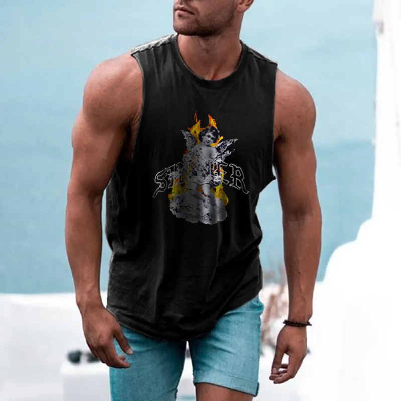 Angel Graphic Print Loose Men's Tank Top sold by Shopnova