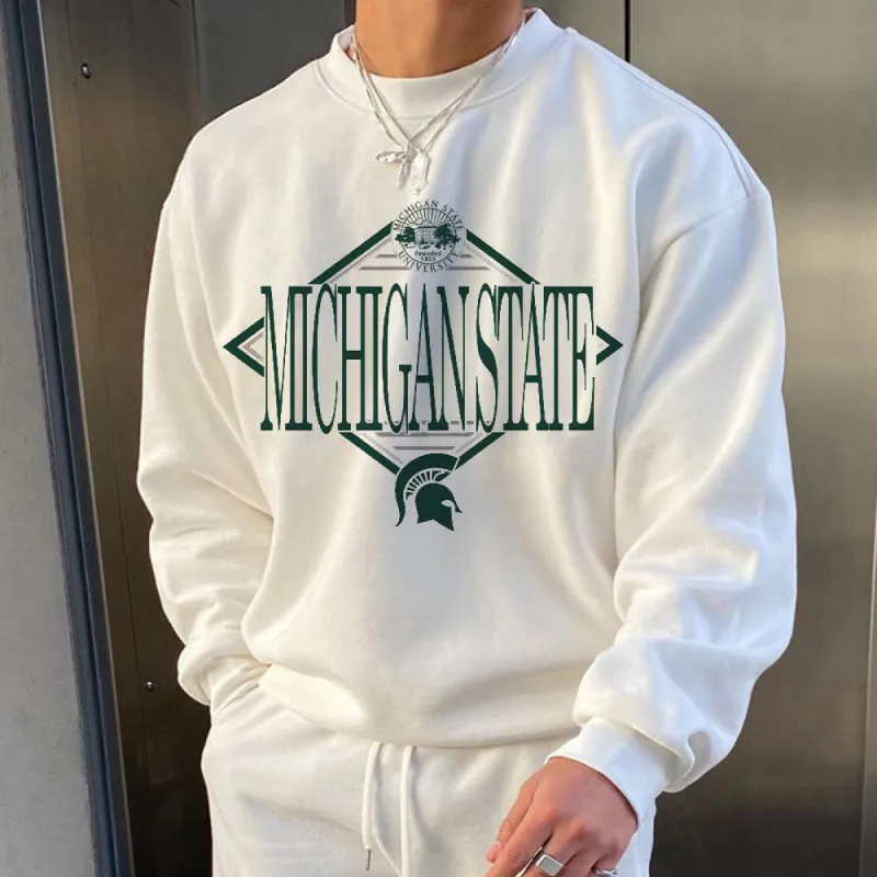 Alphabet Graphic Print Sports Men's Crew Neck Sweatshirt sold by Shopnova