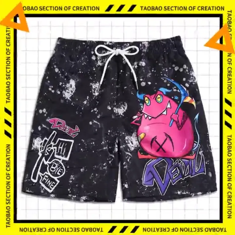 Men's beach pants loose casual cartoon printed shorts sold by Shopnova