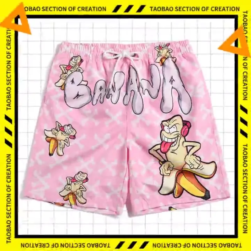 Men's beach pants loose casual cartoon printed shorts sold by Shopnova