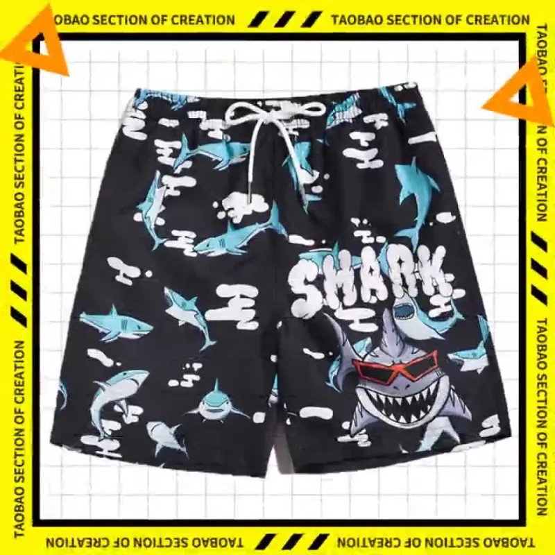Men's beach pants loose casual cartoon printed shorts sold by Shopnova