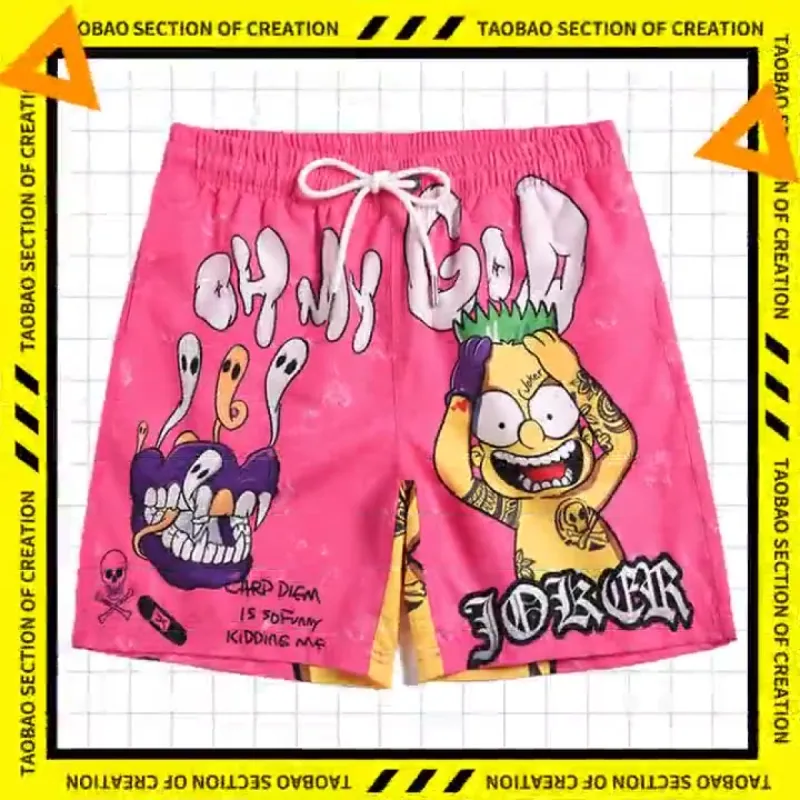 Men's beach pants loose casual cartoon printed shorts sold by Shopnova