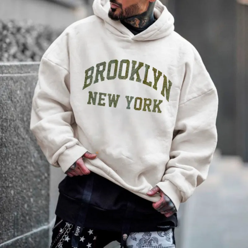 BROOKLYN Alphabet Graphic Print Men's Oversize Street Style Hoodie sold by Shopnova