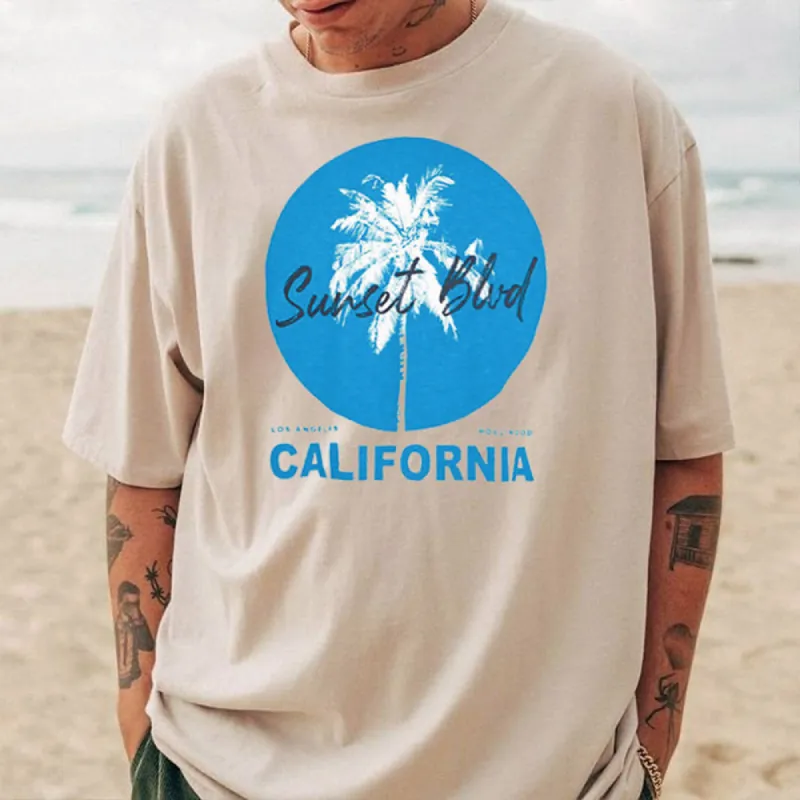 California Graphic Print Loose Men's Short Sleeve T-Shirt sold by Shopnova