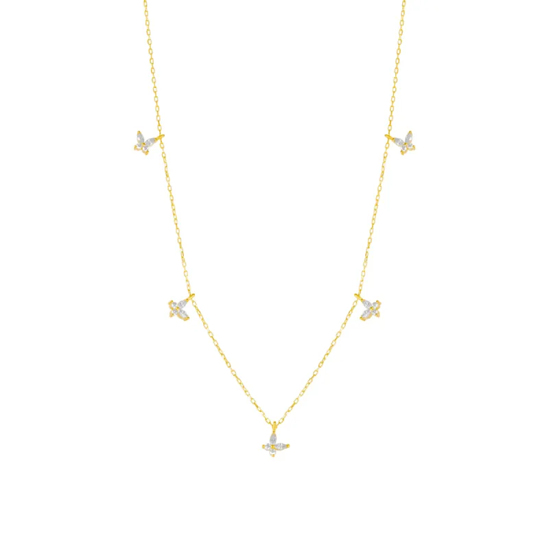 Gold Plated White Butterfly Sterling Silver Necklace sold by Spero London
