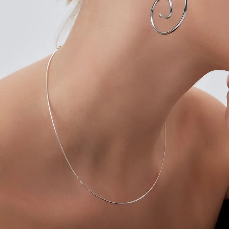 Sterling Silver Rigid Fine Chain Choker Necklace sold by Spero London