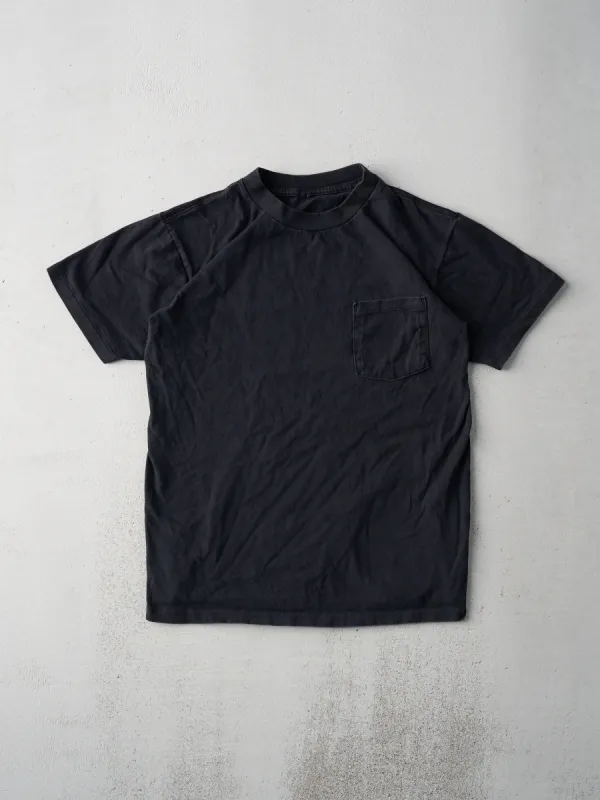 Vintage 90s Black Single Stitch Blank Pocket Tee (S) sold by Rebalance Vintage
