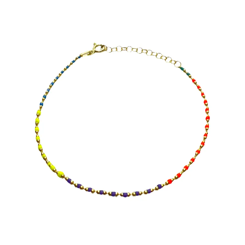 Sterling Silver Enamel Mine Beaded Colourful Rainbow Bracelet sold by Spero London