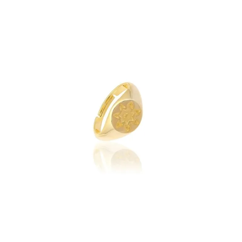 Star Sun Stackable Sterling Silver Signet Ring sold by Spero London