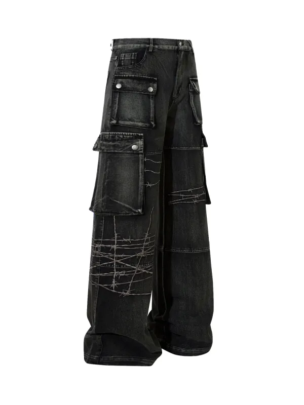 Thesupermade High Street Embroidery Hip-Hop Jeans - 2122 sold by Thesupermade