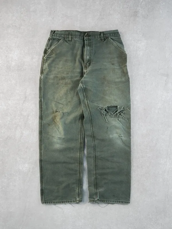 Vintage 90s Sage Green Carhartt Carpenter Pants (36x32) sold by Rebalance Vintage