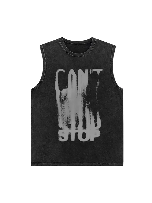 Thesupermade Art Letter Washed Distressed Vest sold by Thesupermade