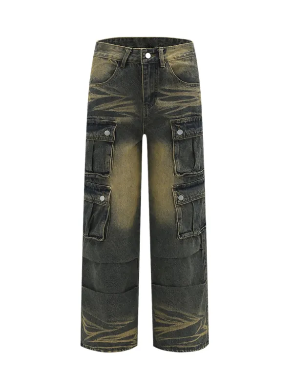 Thesupermade Multi-pocket Cargo Jeans - 1919 sold by Thesupermade