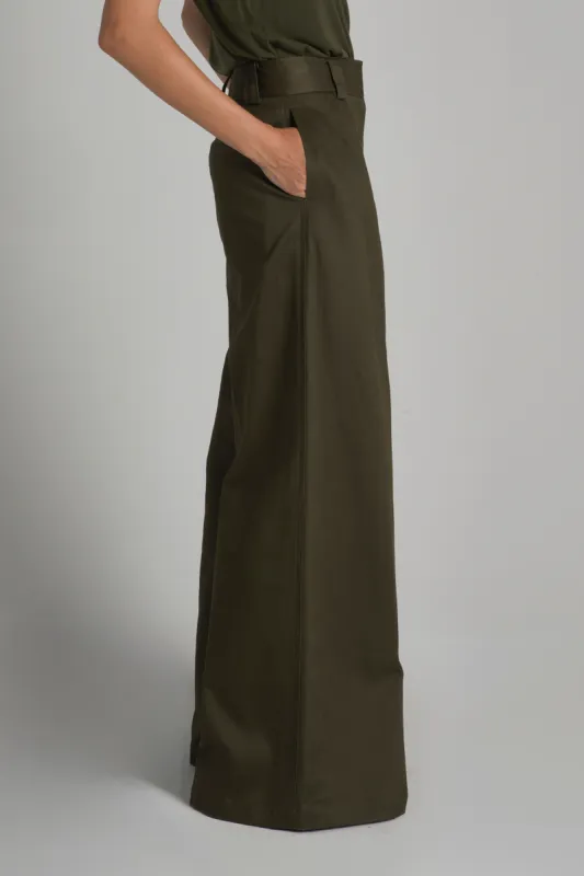 Argo Wideleg Trouser, Olive sold by Saint Art