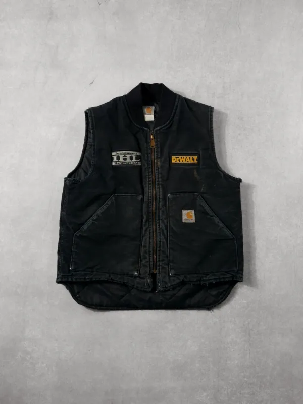 Vintage 90s Faded Black Carhartt Dewalt x IHL Workwear Vest (M) sold by Rebalance Vintage
