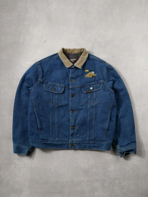 Vintage 90 Blue Stormrider Mustang "KMC Mining" Denim Sherpa Jacket (XL) sold by Rebalance Vintage