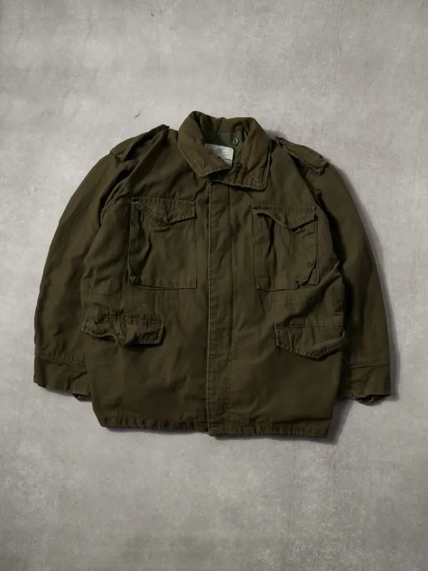 Vintage 80s Dark Moss Green Army Field Collared Jacket (XL) sold by Rebalance Vintage