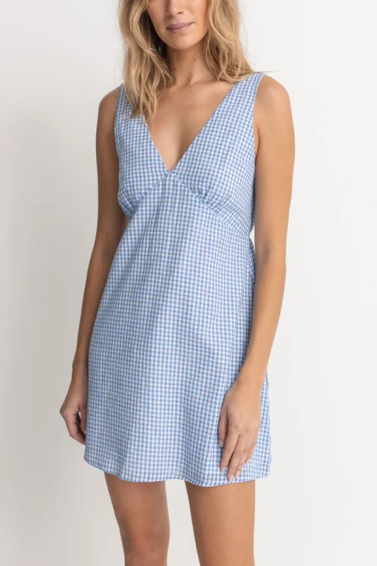 Rhythm Lola Check Mini Dress - BLUE | Parallel