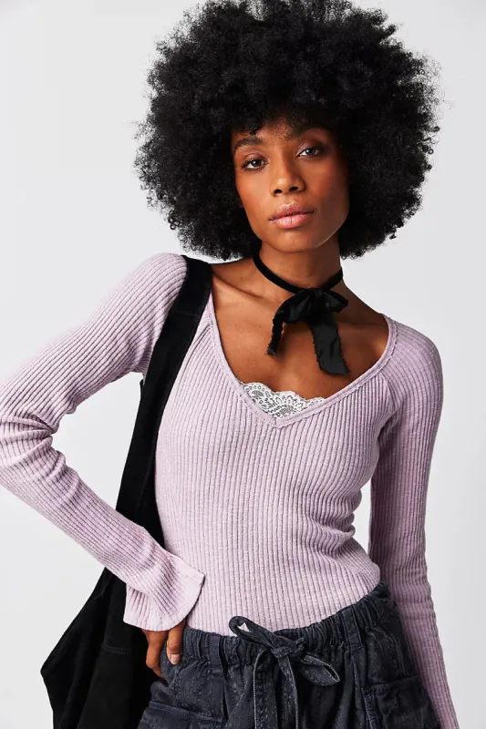 Free People Passing Thru Layering Tee- Fragrant Lilac sold by Sun Diego Boardshops