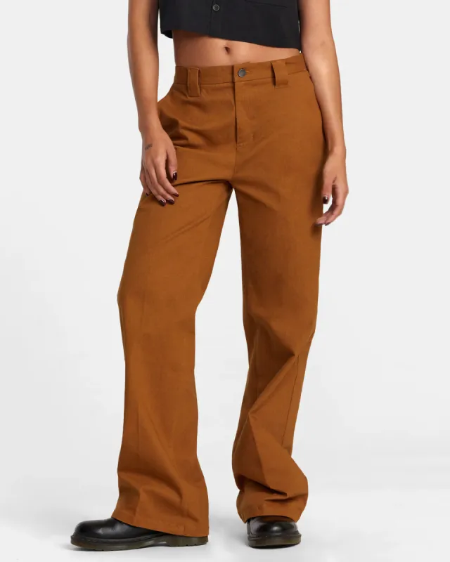 RVCA Coco Wide Leg Pants - Workwear Brown sold by Sun Diego Boardshops