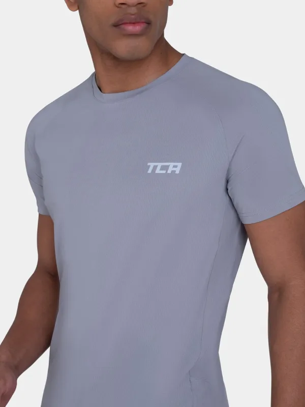 Stamina Short Sleeve Crew Neck Running Top For Men With Back Zip Pocket sold by TCA