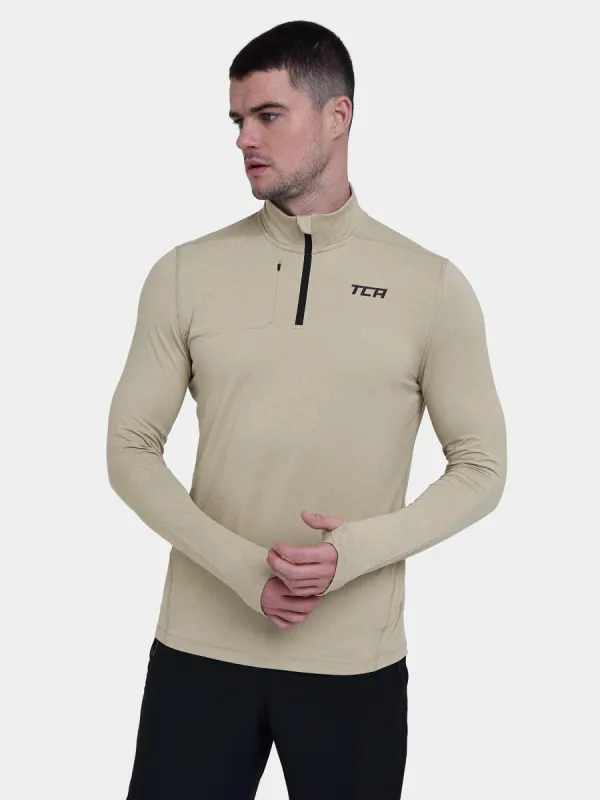Fusion Half Zip Running Top For Men With Thumbholes & Chest Zip Pocket sold by TCA