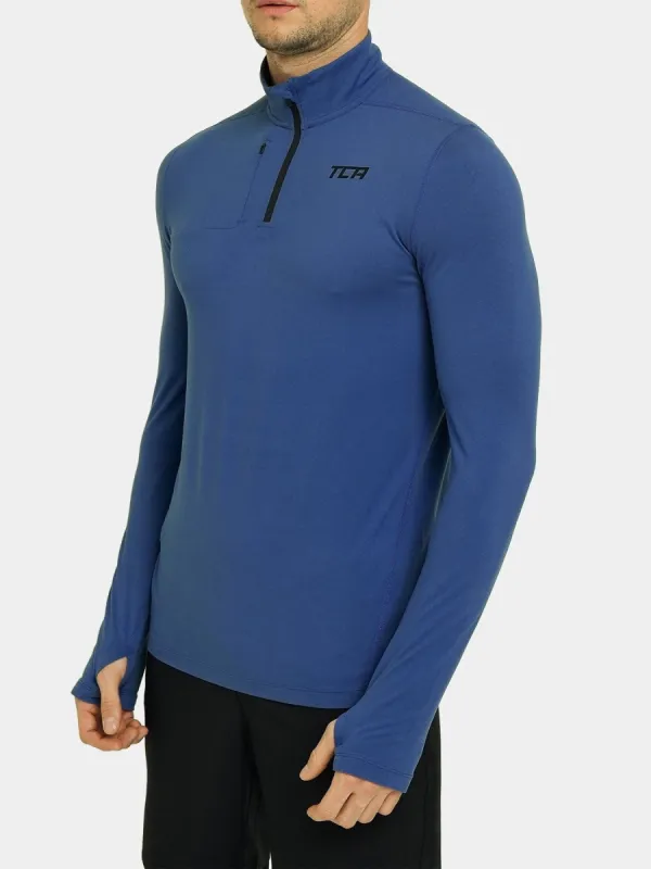 Fusion Half Zip Running Top For Men With Thumbholes & Chest Zip Pocket sold by TCA