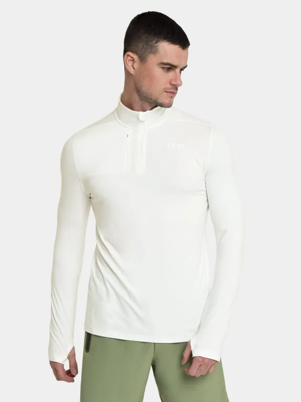 Fusion Half Zip Running Top For Men With Thumbholes & Chest Zip Pocket sold by TCA