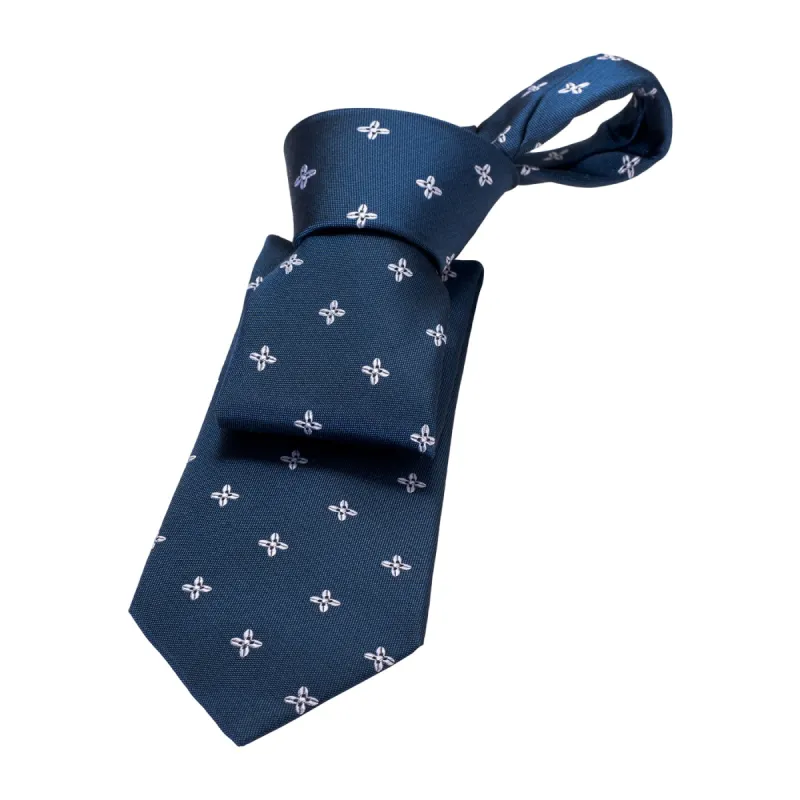 Patterson Foulard Silk Tie, Navy / Silver sold by The Dark Knot Limited