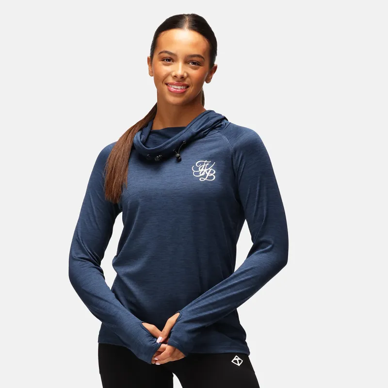 TKB Navy Cowl Neck Hoodie sold by Tikiboo