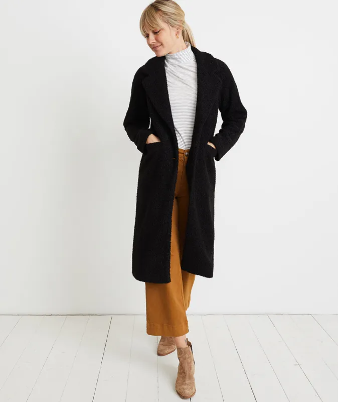 Lake Como Sherpa Coat in Black sold by Marine Layer