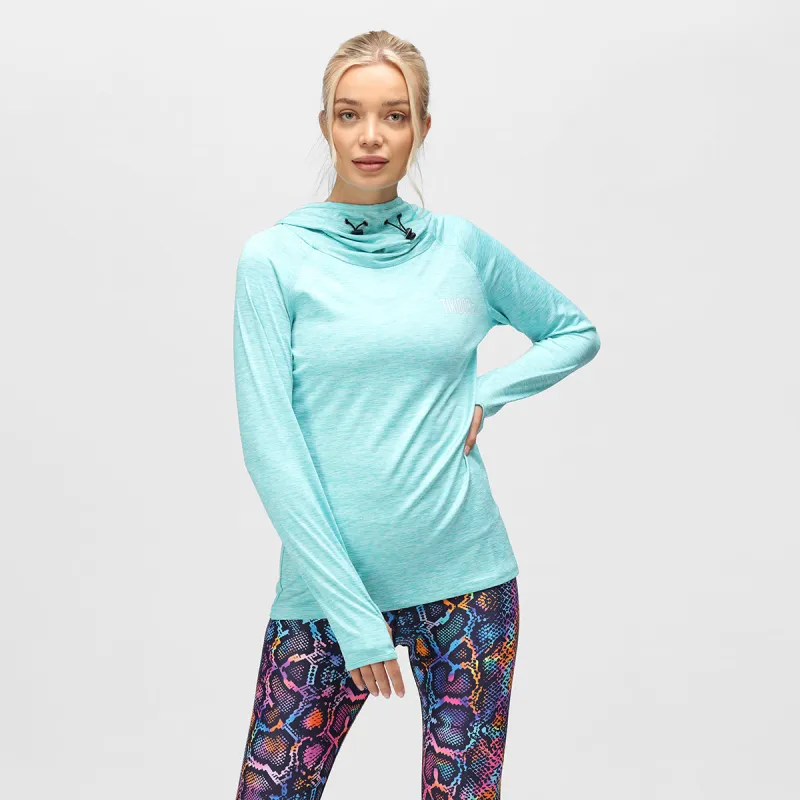 Ocean Blue Cowl Neck Hoodie sold by Tikiboo